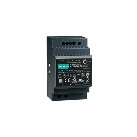 MOXA 60 W/2.5 A Din-Rail 24 Vdc Power Supply, Universal 85 To 264 Vac Or HDR-60-24